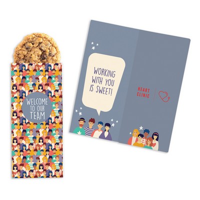One Color Foil-Stamped Stock Welcome Sweeter Cards with Oatmeal Raisin Cookies
