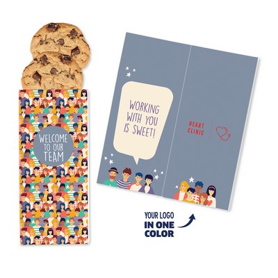 One Color Foil-Stamped Stock Welcome Sweeter Cards with Chocolate Chip Cookies